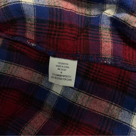 Charlotte Russe Red and Blue Plaid Button Down Shirt - Picture 2 of 5
